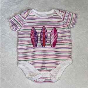 (3 for $10) Faded glory Striped Surfboard Print bodysuit One Piece